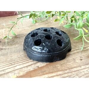Vintage Black Ceramic Flower Frog - Made in Japan - Home Decor